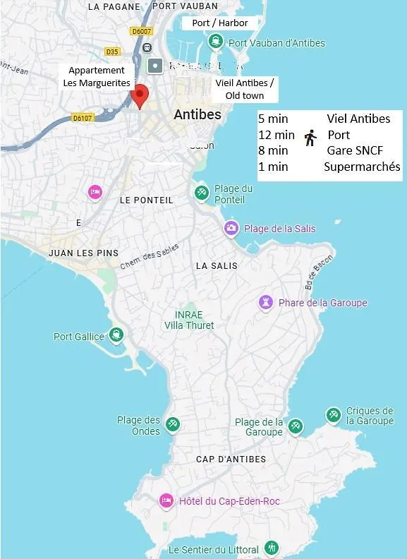 Antibes Centre, 3 Chambres, 2 Salles De Bain, Clim, Terrasse, Wifi Apartment